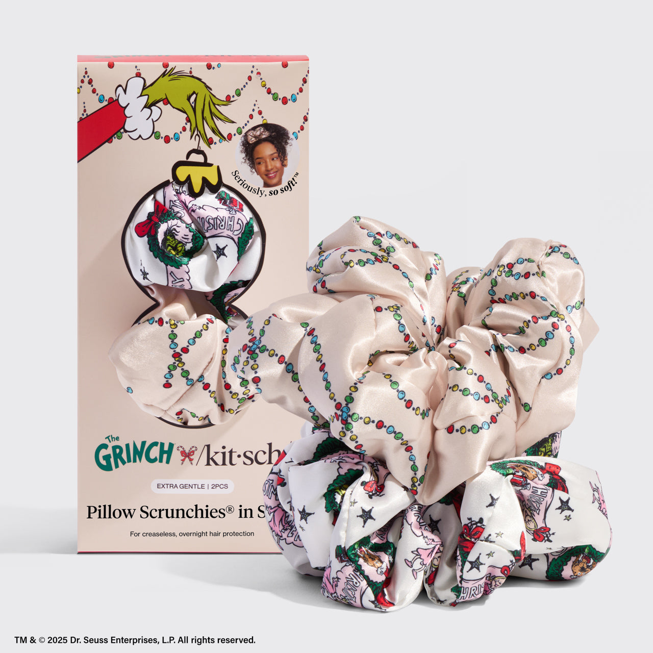 Lisa Frank x Kitsch Pillow Scrunchies® in Satin in The Fantastic World of Lisa Frank - The Grinch x Kitsch Satin Pillow Scrunchies® in Cindy Lou Who