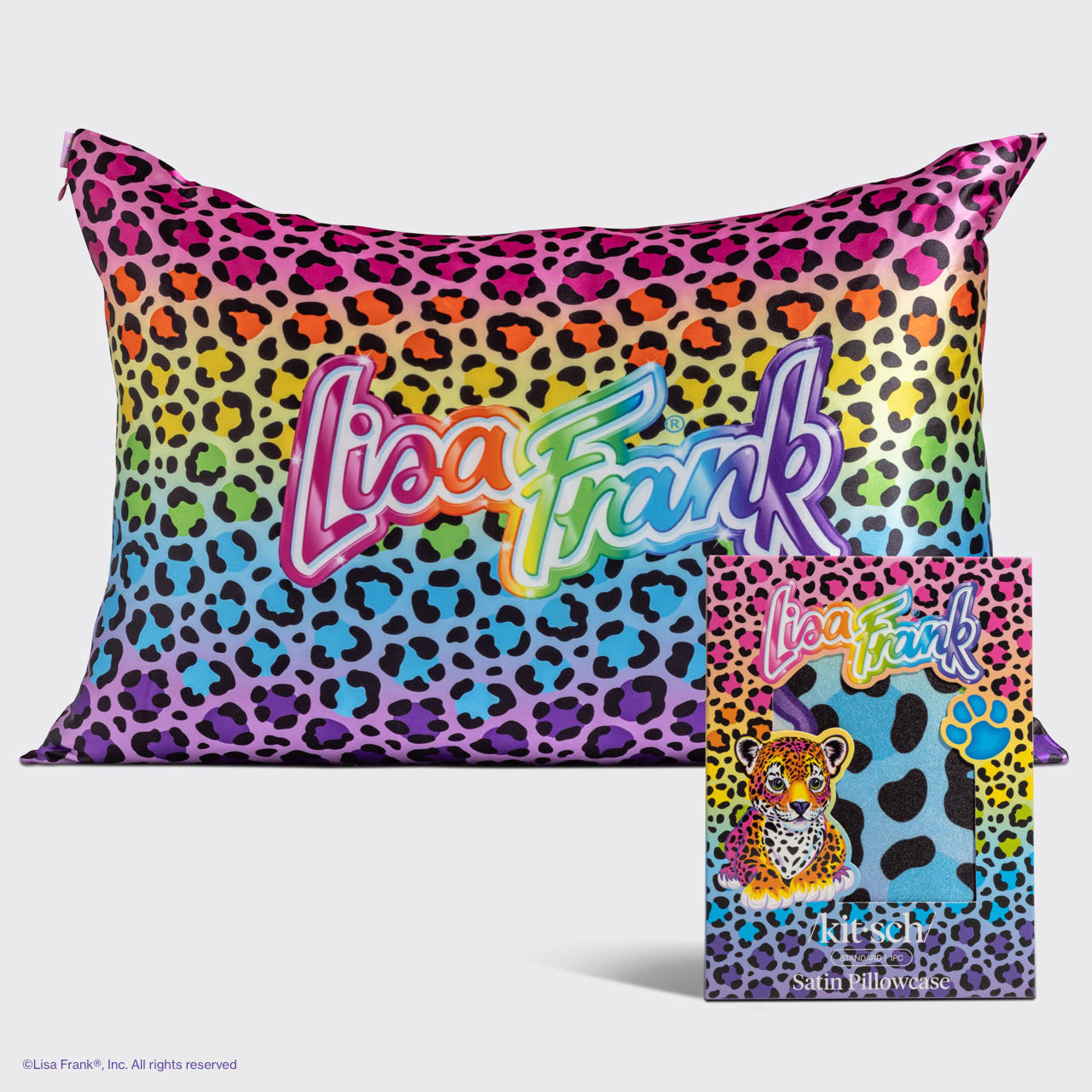 Lisa Frank x Kitsch Satin Pillowcase in Rainbow Leopard 4 Pack