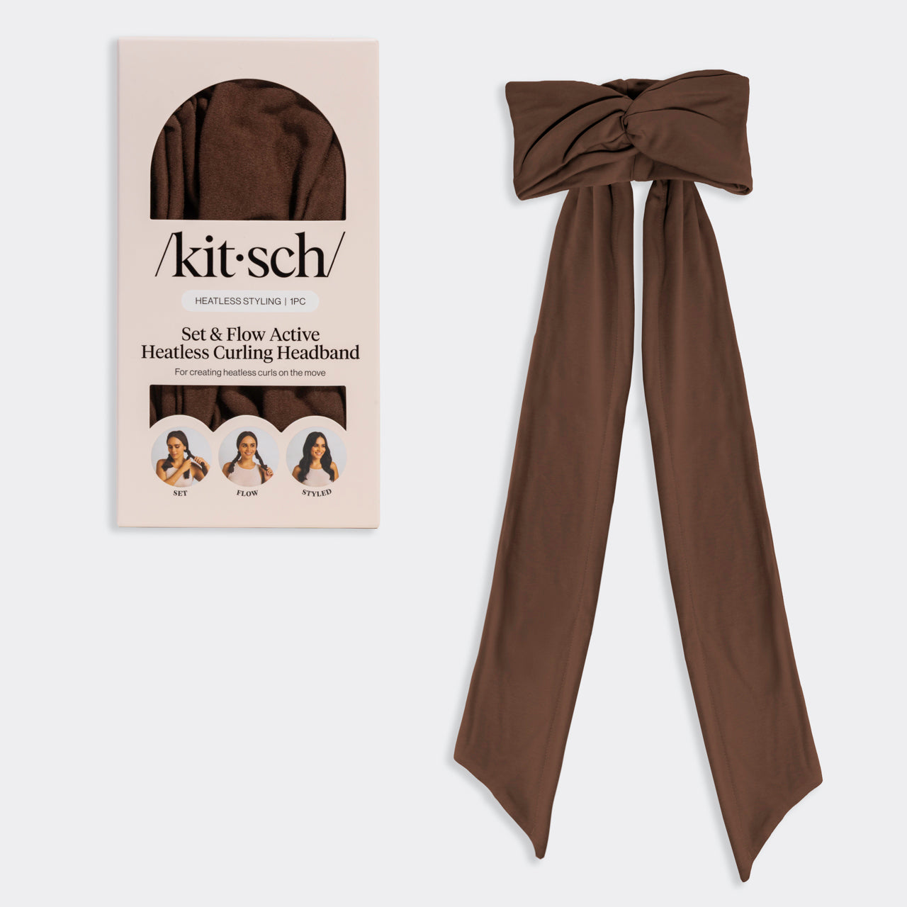 Black Set & Flow Active Curling Headband - Chocolate Brown Set & Flow Active Curling Headband