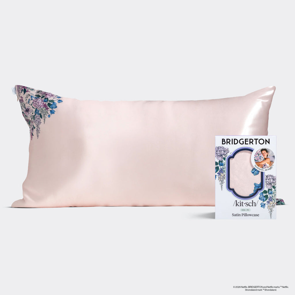 Bridgerton x Kitsch Satin Pillowcase in Wisteria - King
