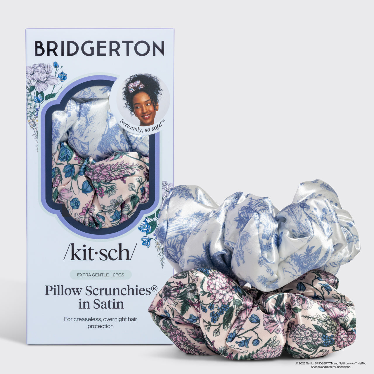 Lisa Frank x Kitsch Pillow Scrunchies® in Satin in The Fantastic World of Lisa Frank - Bridgerton x Kitsch Satin Pillow Scrunchies® in Toile in Bloom