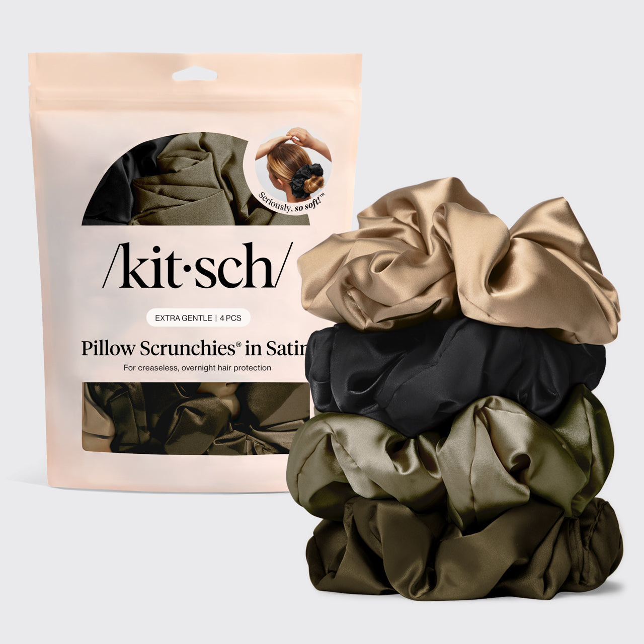 Lisa Frank x Kitsch Pillow Scrunchies® in Satin in The Fantastic World of Lisa Frank - Black Satin Pillow Scrunchies® 4pc Set