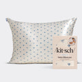 Satin Pillowcase in Pearlized Cream & Coastal Blue Print