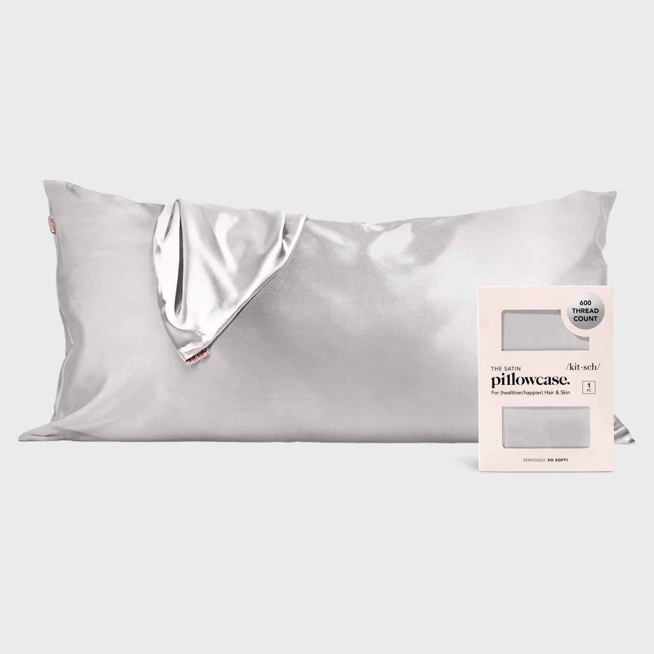 Satin Pillowcase in Silver 2 Pack - King
