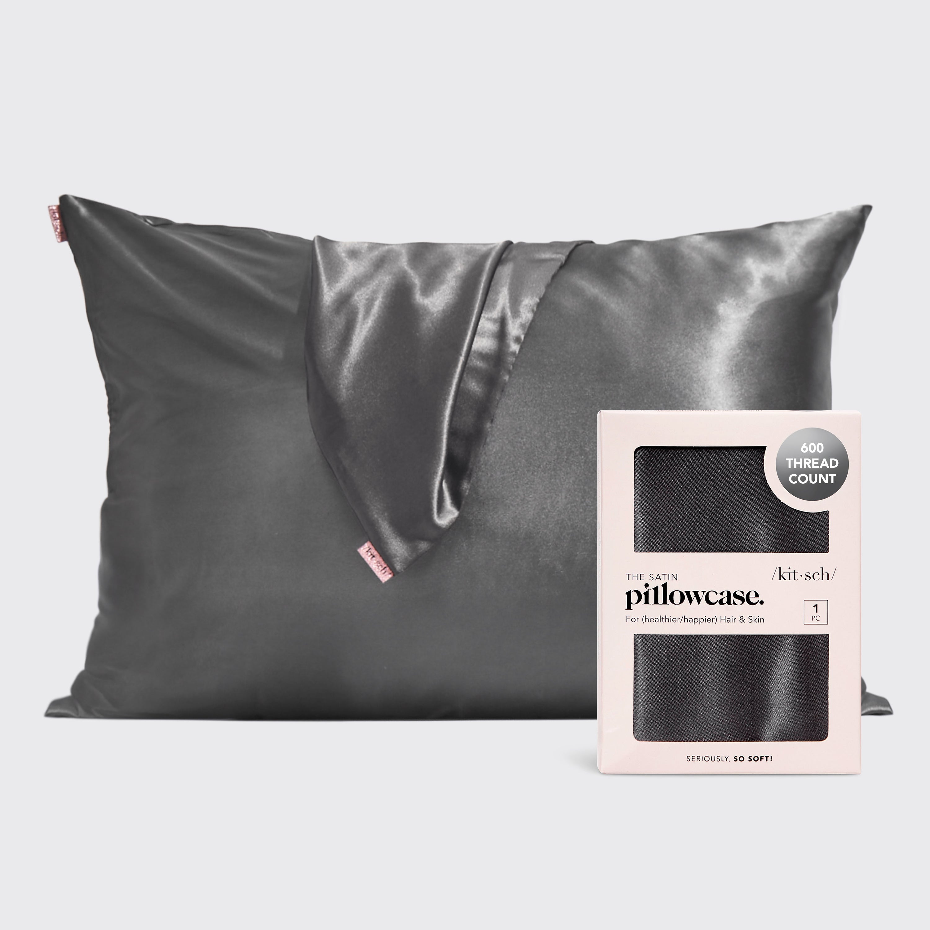 Satin Pillowcase in Charcoal 2 Pack