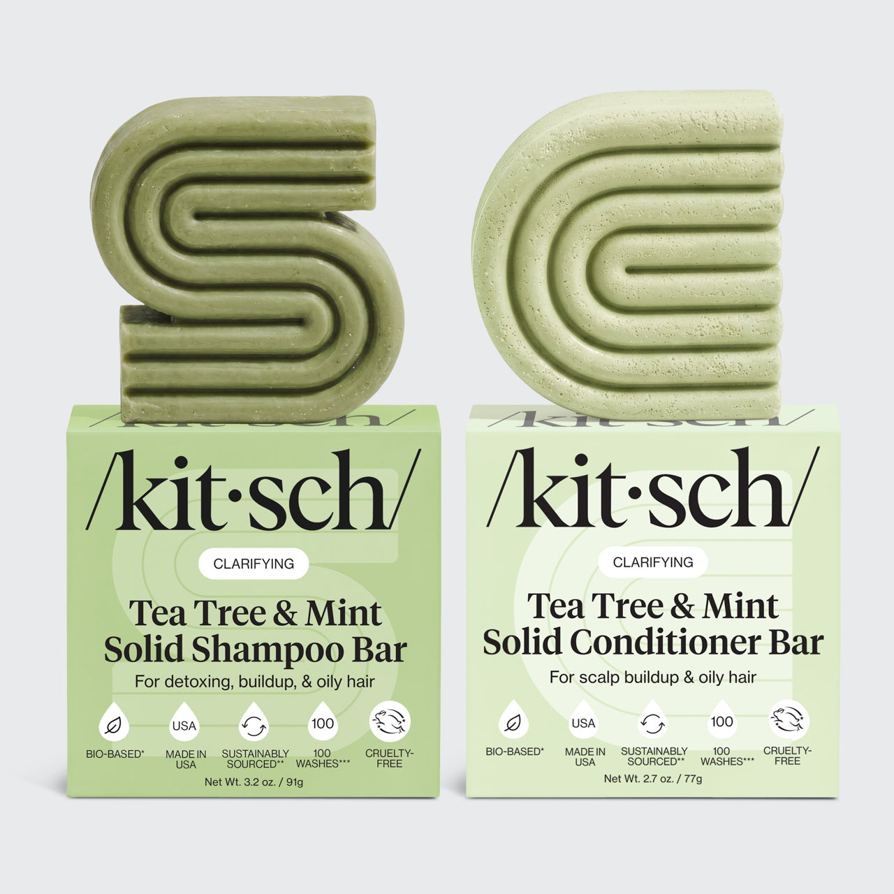 Tea Tree & Mint Clarifying Shampoo & Conditioner Bar Combo