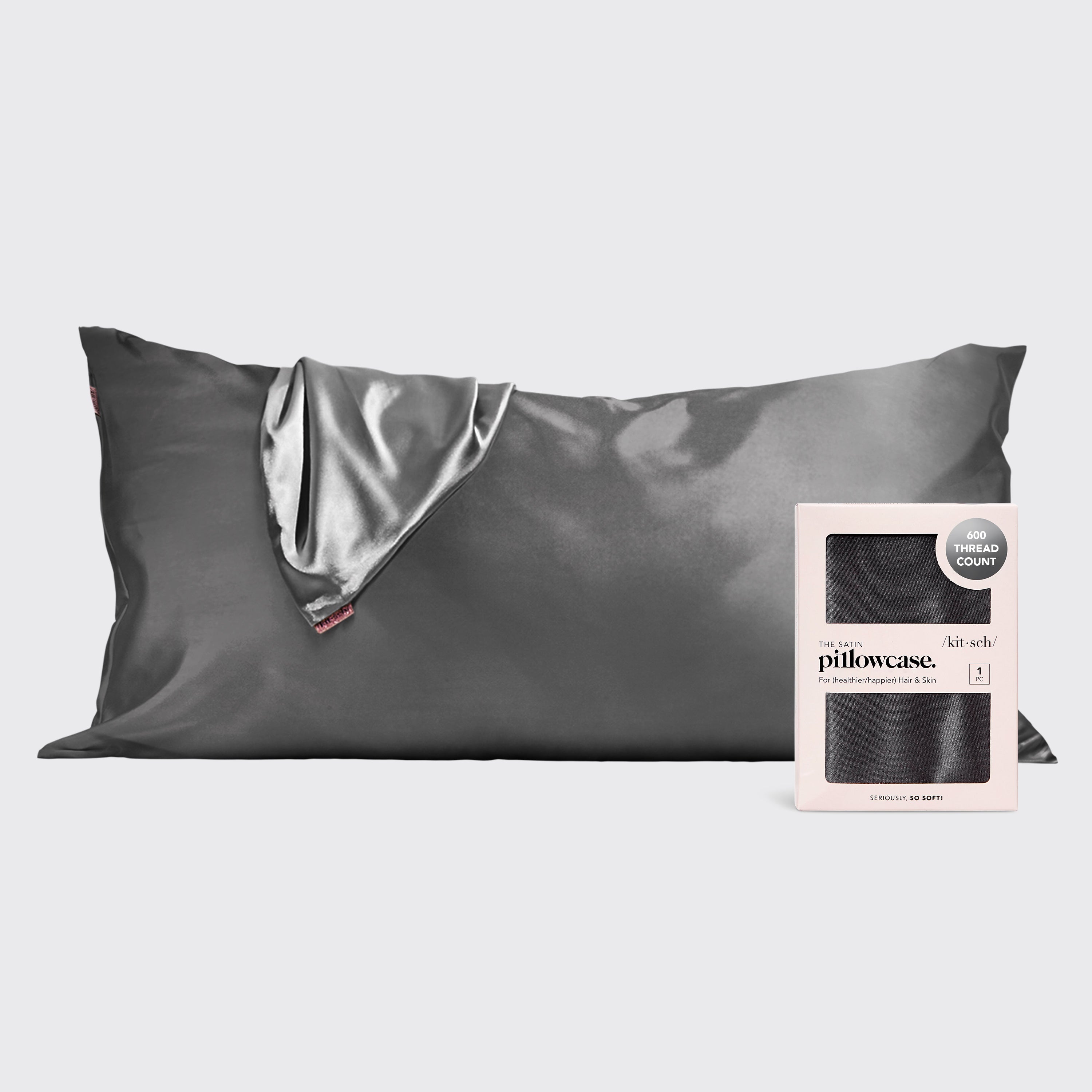 Satin Pillowcase in Charcoal 4 Pack - King