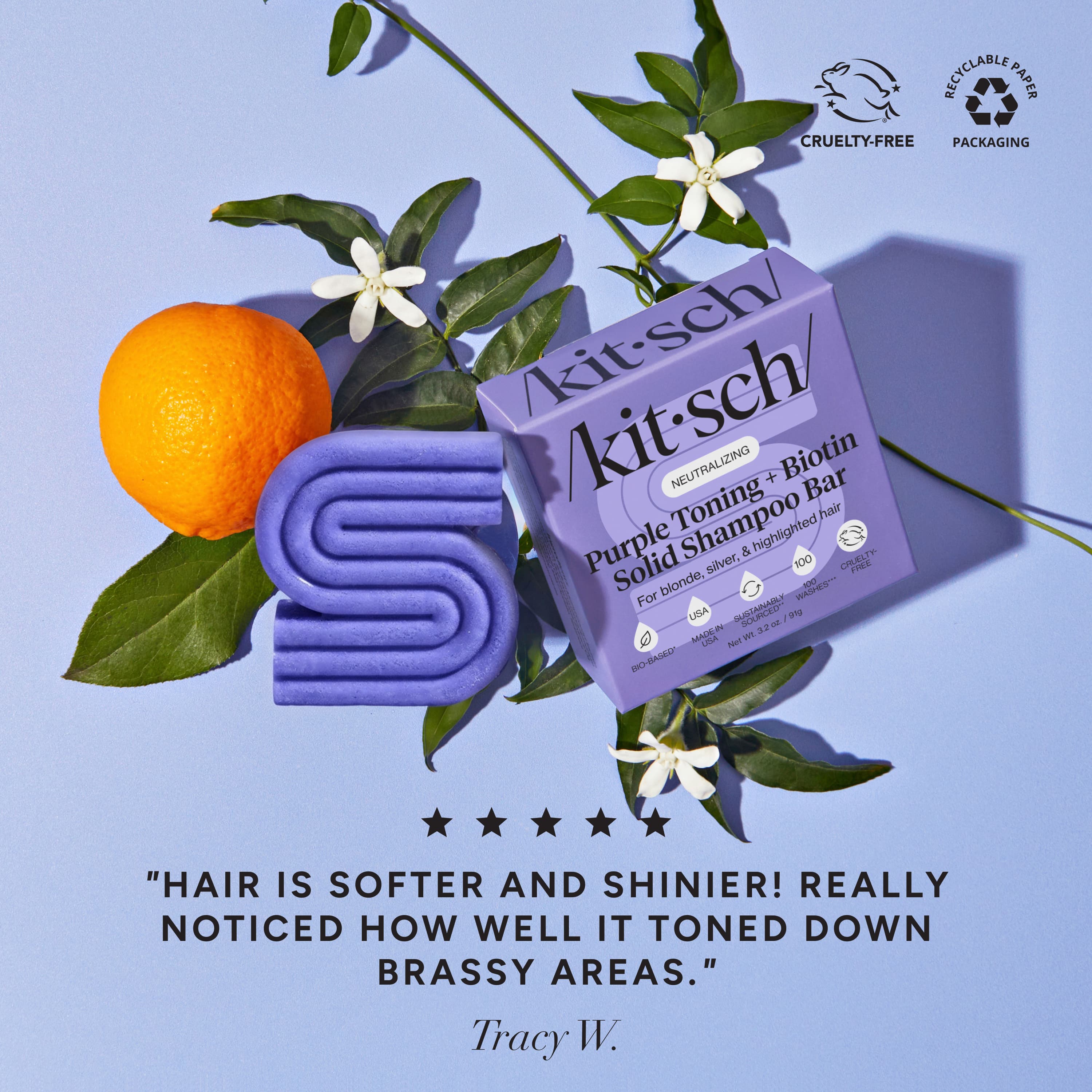 Purple Toning Shampoo & Conditioner Bar Combo for Color-Treated & Grey Hair