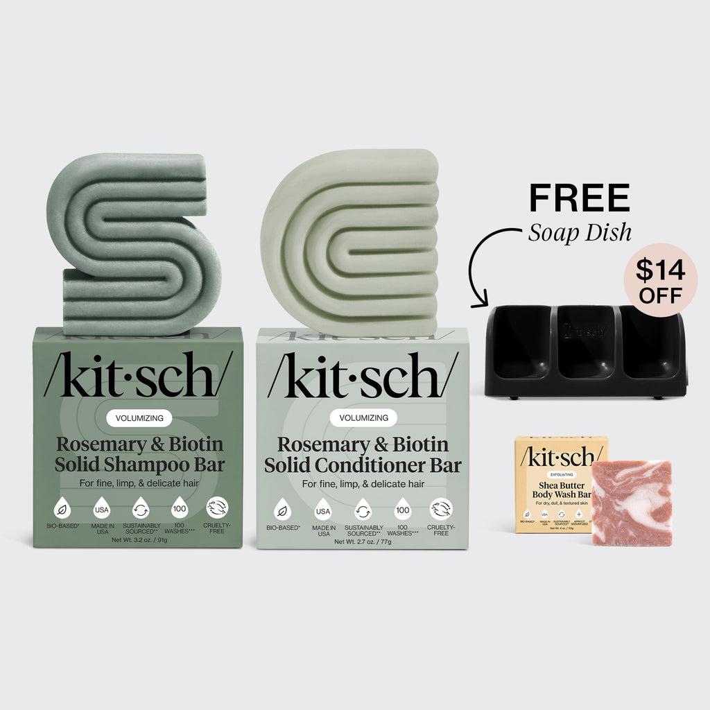 Volumizing Rosemary Black Self Draining Soap Dish Bundle