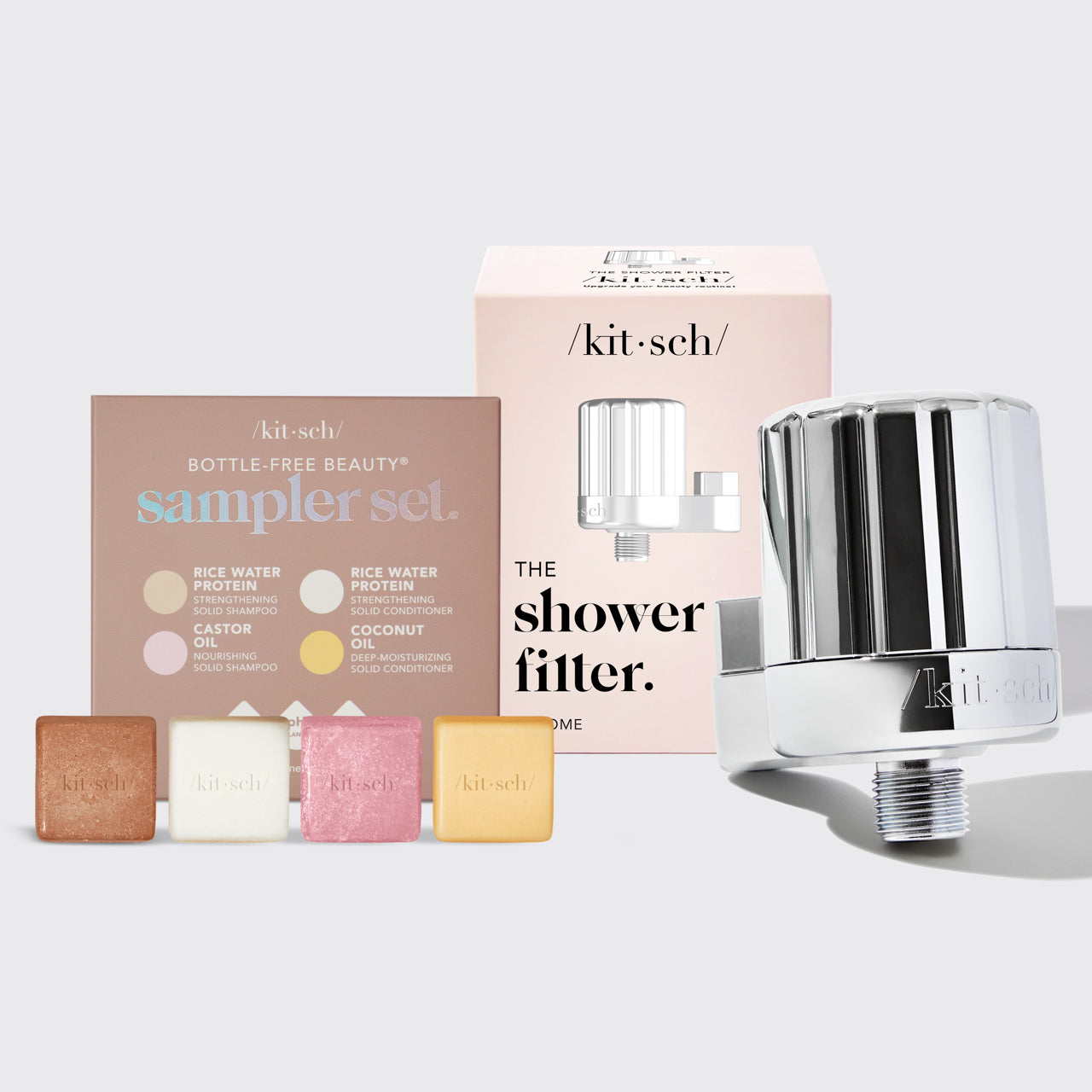 Shower Filter + Shampoo & Conditioner 4pc Set - Black - Shower Filter + Shampoo & Conditioner 4pc Set - Chrome